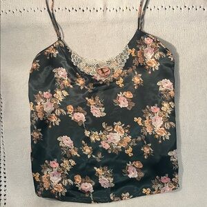 Floral Lace Trim Camisole Spaghetti Strap Tank Top Fairy Size M NWT boho